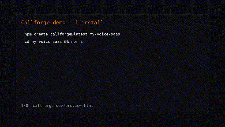 Callforge 90-second walkthrough GIF
